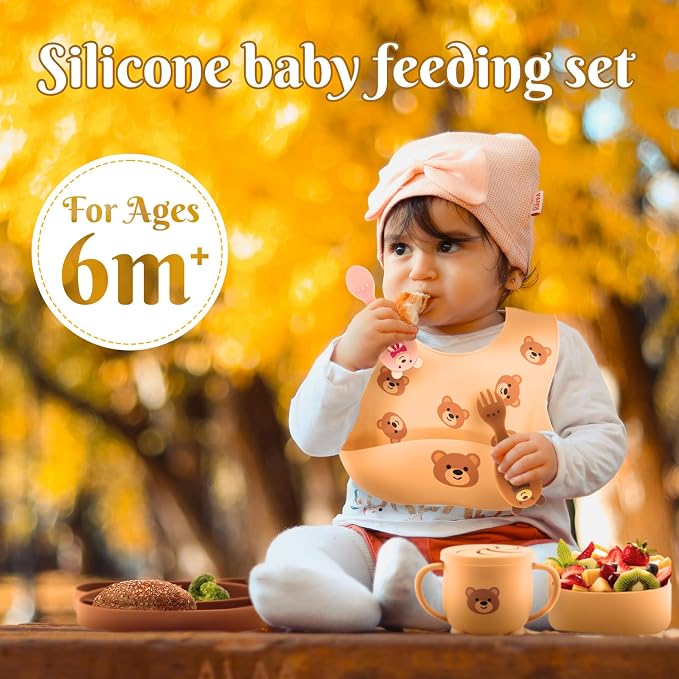 Silicone Baby Feeding Set 7 Pcs, Baby Led Weaning Supplies, Baby Feeding - Image 2
