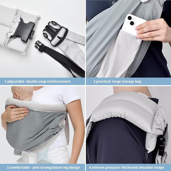 Baby Sling Carrier Newborn, Adjustable Easy Wearing Baby Nursing Warp Sling - Image 4