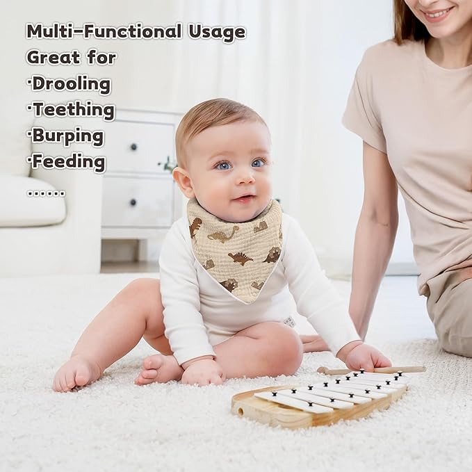 Susurration Muslin Baby Drool Bibs 6Pack Soft Triangular Adjustable Baby - Image 2