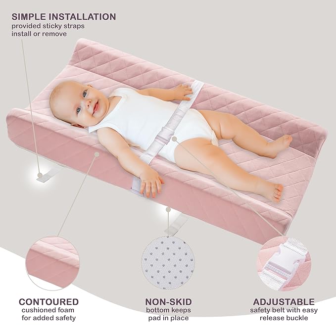 Organic Cotton Contoured Baby Changing Pad w/Waterproof Foam Mattress, Includes - Image 3