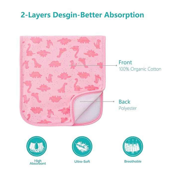 Hakochia Burp Cloths for Baby Boy & Girl Organic Cotton Large Unisex Burp - Image 2