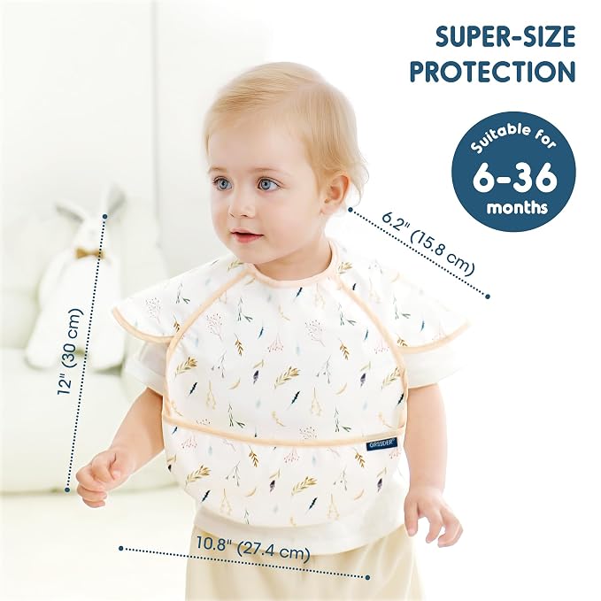 GRSSDER 3-pack Mess Proof Baby Feeding Bibs - Image 3