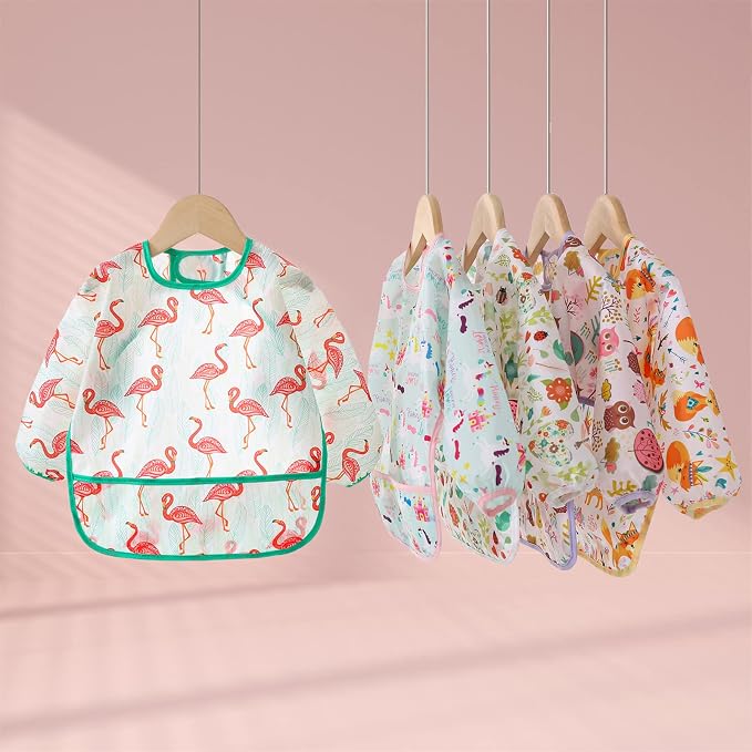 5 Pack Long Sleeve Bib, Baby Toddler Waterproof Sleeved Bib - Image 7