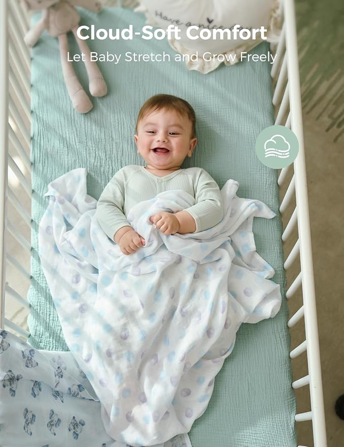 Momcozy Muslin Best Wishes Swaddle Blankets, Ultra Soft Neutral Registry - Image 5