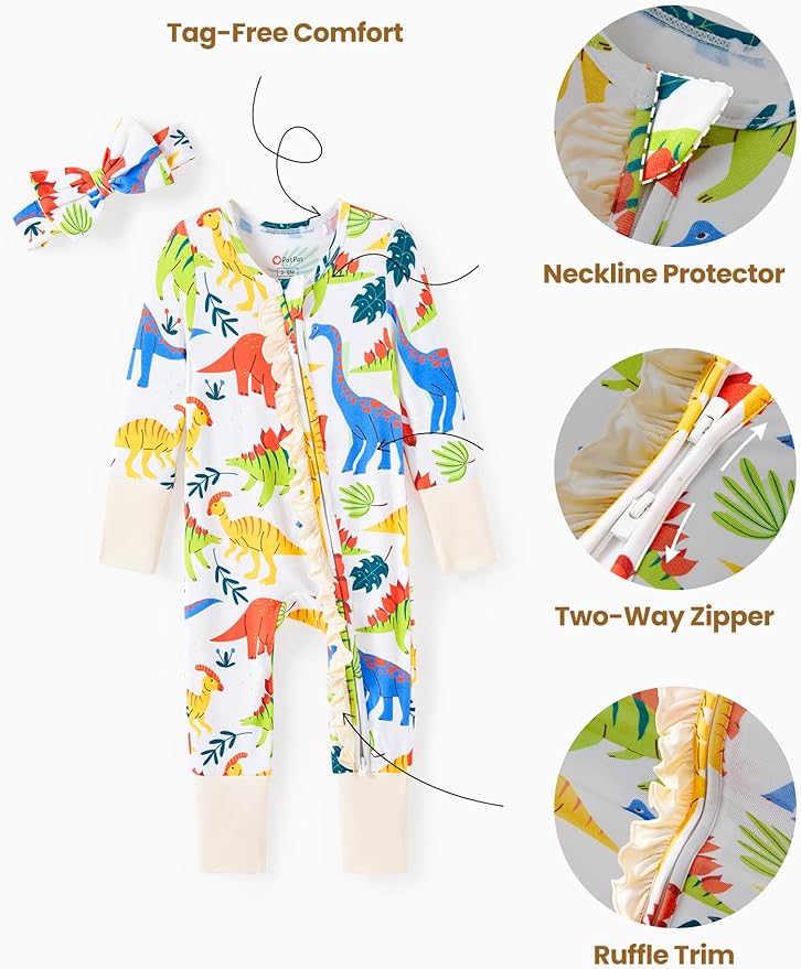 PATPAT Baby Girl Boy Clothes Newborn Infant Footie – Soft Viscose from Bamboo– - Image 6