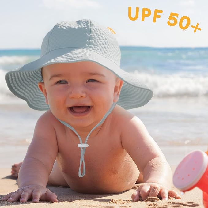 HONGTEYA Baby Sun Hat Toddler Girl Beach Hat Adjustable Outdoor Summer Hat UPF - Image 2