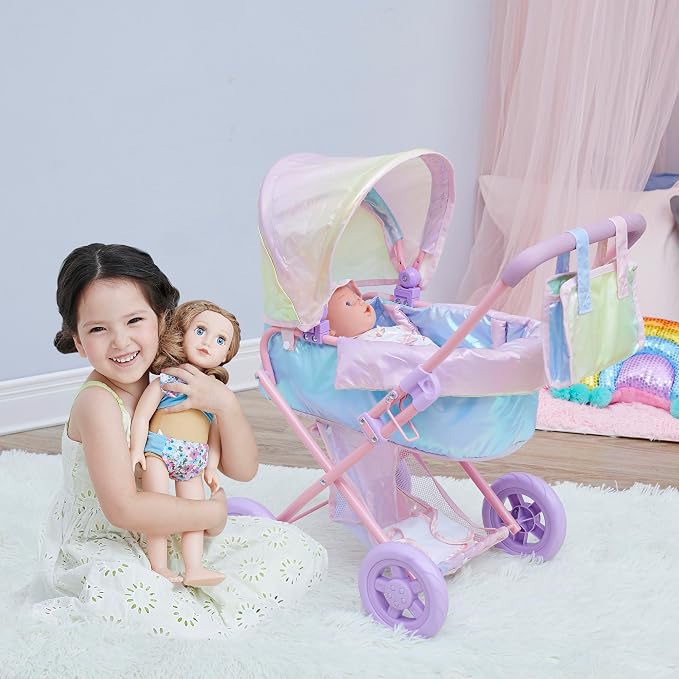Olivia's Little World Baby Doll Stroller, 2-in-1 Doll Pram Buggy - Image 3