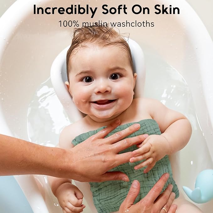 Muslin Baby Washcloths 6 Pack, 100% Cotton Wash Cloths - Image 2