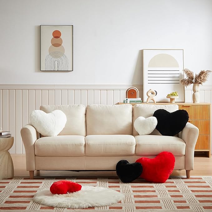 EastTree Heart Pillows, Love Throw Pillows Gifts, Ultra Soft Faux Rabbit Fur - Image 3