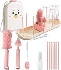 Pink Travel Baby Bottle Cleaner Kit – 6-in-1 Portable Brush Set by Detsuk
