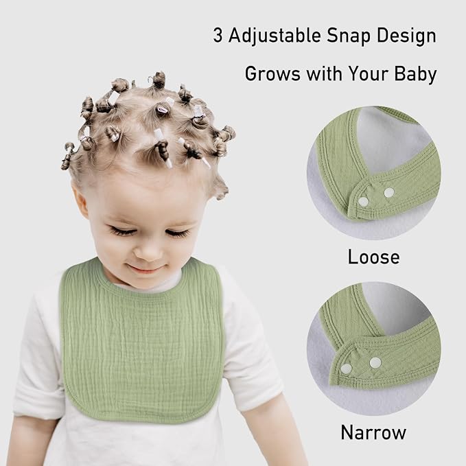 Muslin Baby Drool Bibs for Unisex Boys Girls, 6 Pack Soft Cotton Baby Bib for - Image 6