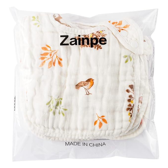 Zainpe 6Pcs Muslin Cotton Bibs for Baby Flower Bunny Deer Adjustable Machine - Image 7