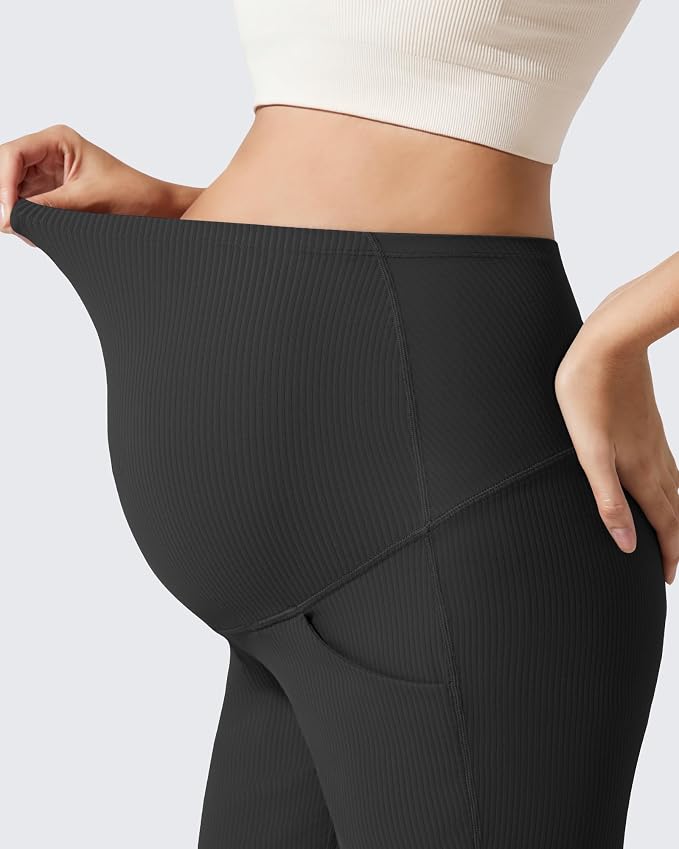 G4Free Ribbed Maternity Flare Yoga Pants - Image 3