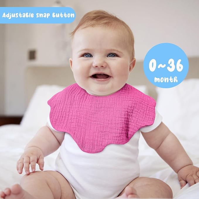 EllieHouse Baby Bibs for Girls Boys 10Pack Muslin Drool Teeth Drooling Teething - Image 2
