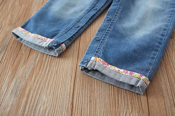 KIDSCOOL SPACE Baby Little Kids Cute Denim Embroidered Fashion Jean Overalls - Image 6