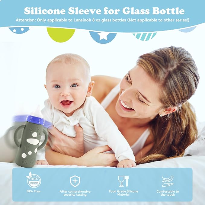 4-Pack Silicone Sleeves for Lansinoh Glass Bottles 8 oz- Starry Sky Design Baby - Image 5