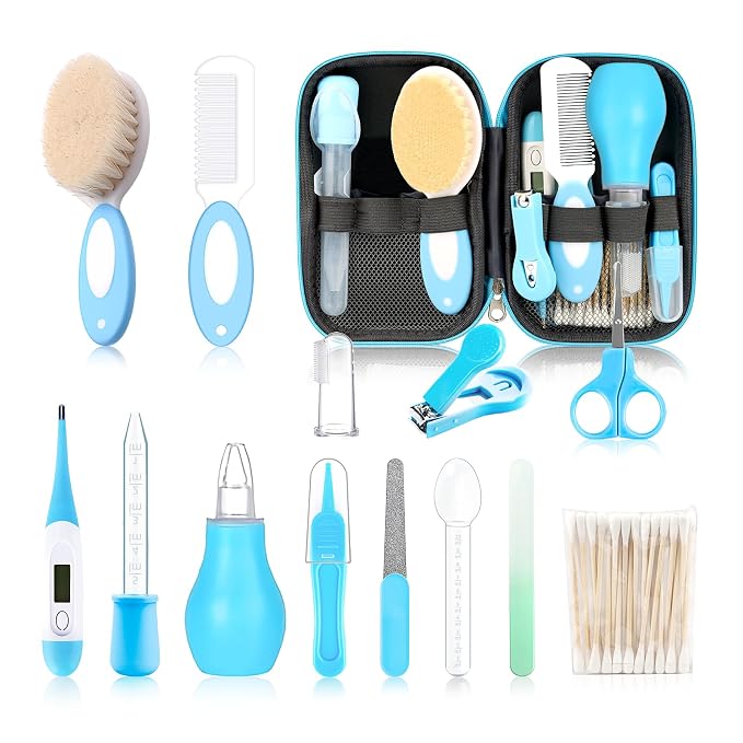 Baby Grooming Kit，Infant Safety Care Setwith Hair Brush Comb Nail Clipper Nasal by WXA
