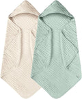 Yoofoss Hooded Baby Towels for Newborn 2 Pack 100% Muslin Organic Cotton Baby by YOOFOSS