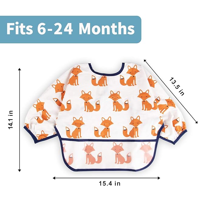 Long Sleeve Bibs For Babies 6-24 Months Full Coverage Shirt Bib for Baby Boys - Image 7