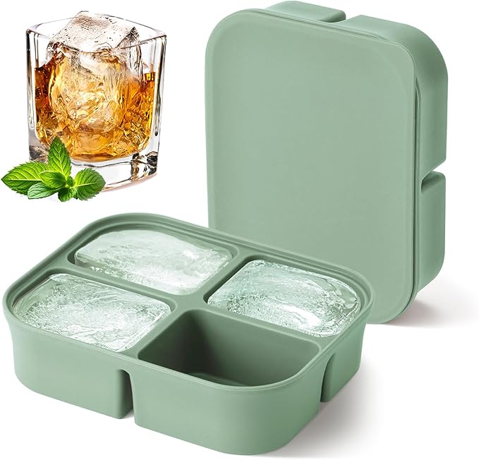 Ice Cube Tray 2 Pack – Stackable Large Silicone Ice Cube Freezer Molds & Easy by Nbyouw