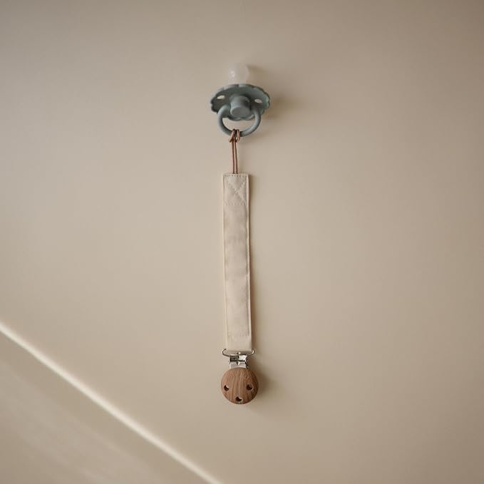 mushie Linen Baby Pacifier Clip Holder | Soft Fabric Strap - Image 4