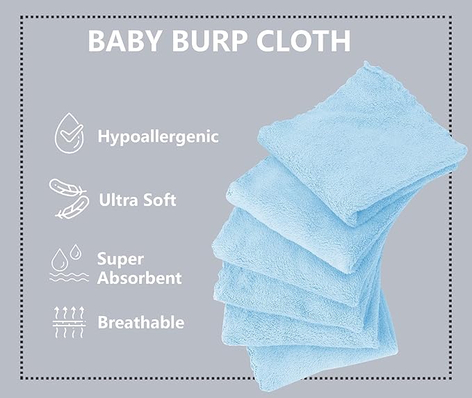 8 Pack Large Burp Cloths for Baby - Image 2
