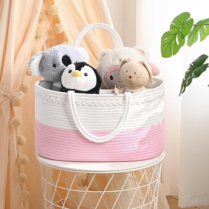 Baby Diaper Caddy Organizer, Cotton Rope Diaper Basket, Baby Basket - Image 8