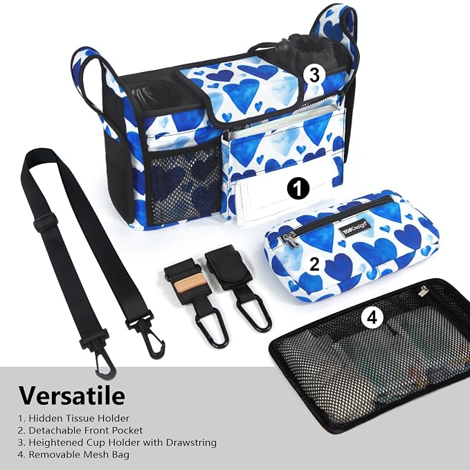 TOPDesign Universal Baby Stroller Organizer, Stroller Caddy - Image 2