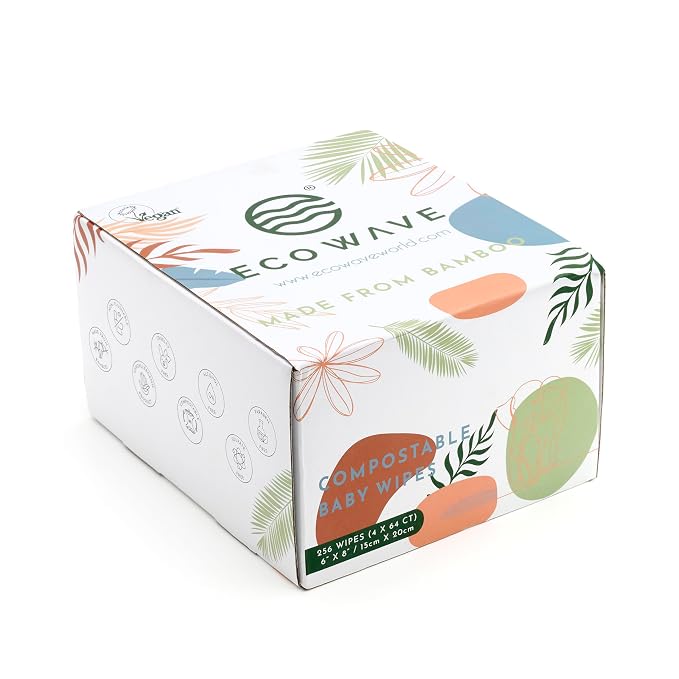 Eco Wave Baby Wipes, 100% Compostable Eco-Friendly Bamboo Wipes, Hypoallergenic - Image 3