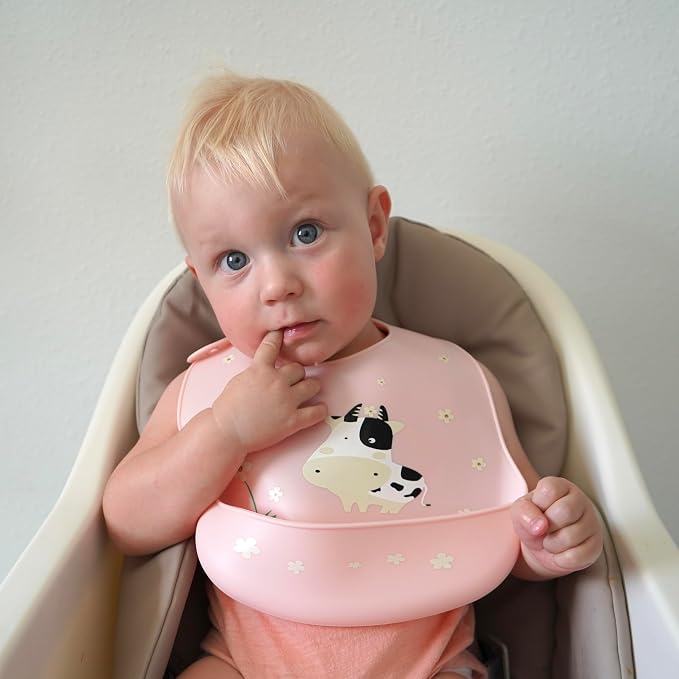 Silicone Baby Bibs Unisex, Self-Feeding, Catch-all Large Pocket, 6-48 months - Image 2