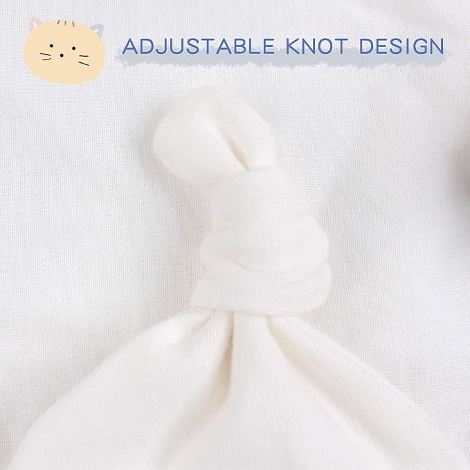 JANGANNSA Newborn Baby Hat Infant Baby Boys Beanie Top Knot Stretchy Hats - Image 3