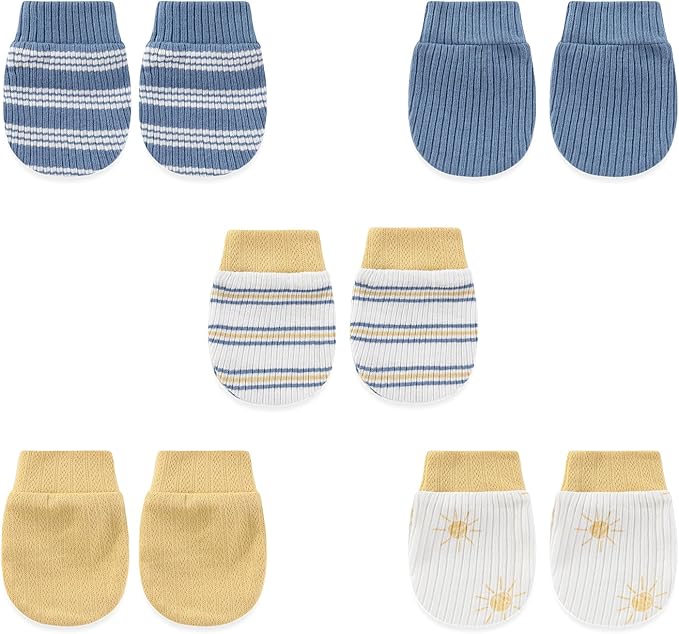 5 Pairs Baby Not Scratch Mittens 0-6 Months New Born Boy Girl Gloves Cute by falianni