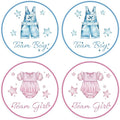 80Pcs Cute Baby Clothes Decal Stickers Roll, 2 inch Team Boy Team Girl Gender by PNTKION