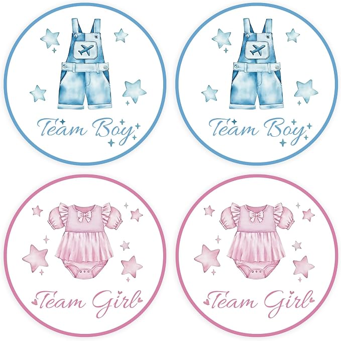 80Pcs Cute Baby Clothes Decal Stickers Roll, 2 inch Team Boy Team Girl Gender by PNTKION