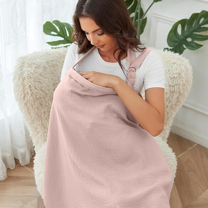 Muslin Nursing Cover for Baby Breastfeeding, Breathable 100% Cotton - Image 4