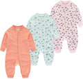 Newborn Baby 2-way Zipper Romper Cotton One-piece Jumsuit 3-pack, 0-24 Months by MAMIMAKA