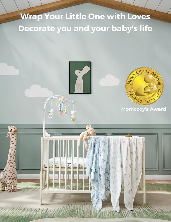 Momcozy Muslin Best Wishes Swaddle Blankets, Ultra Soft Neutral Registry - Image 7
