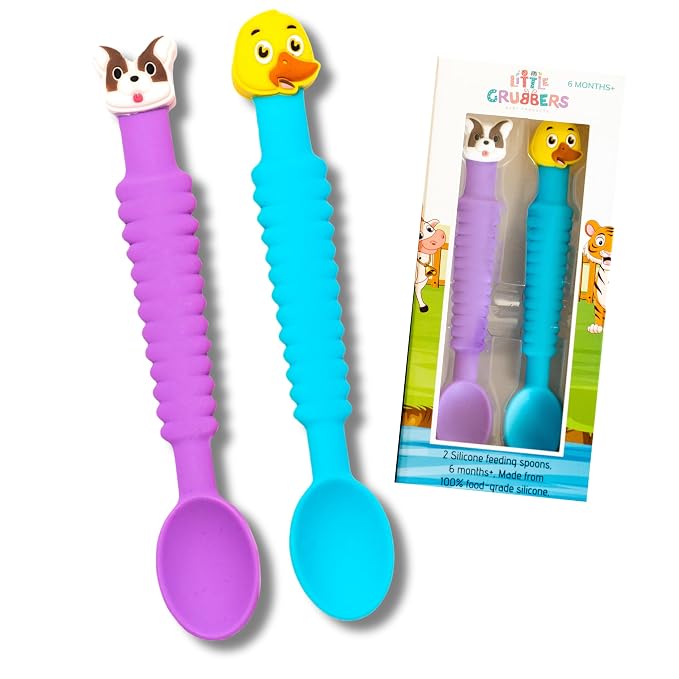 3-in-1 Silicone Baby Spoon Self Feeding 6+ Months by LittleGrubbers