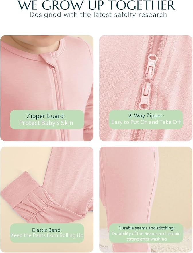Jimonda Baby Footless Pajamas, Two Zip Closure Long Sleeve Romper, Infant - Image 3
