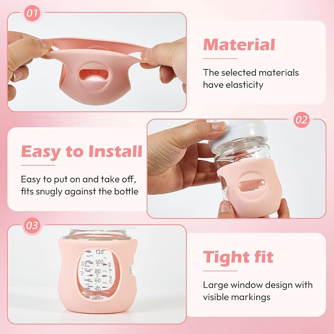 3 Pack Silicone Sleeves for Philips Avent Natural Glass Baby Bottles, Anti - Image 5