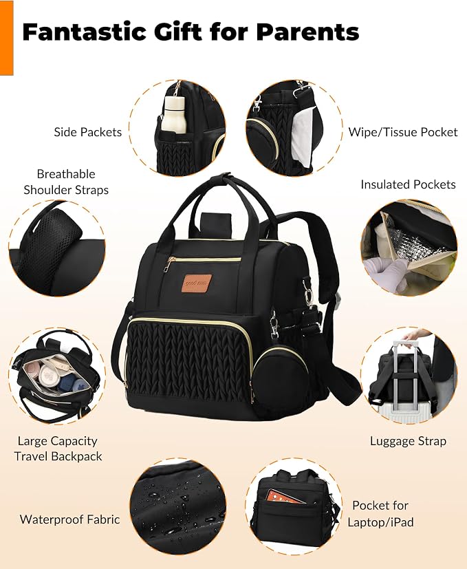 Backpack Diaper Bag, Stylish Waterproof Baby Diaper Bags - Image 4