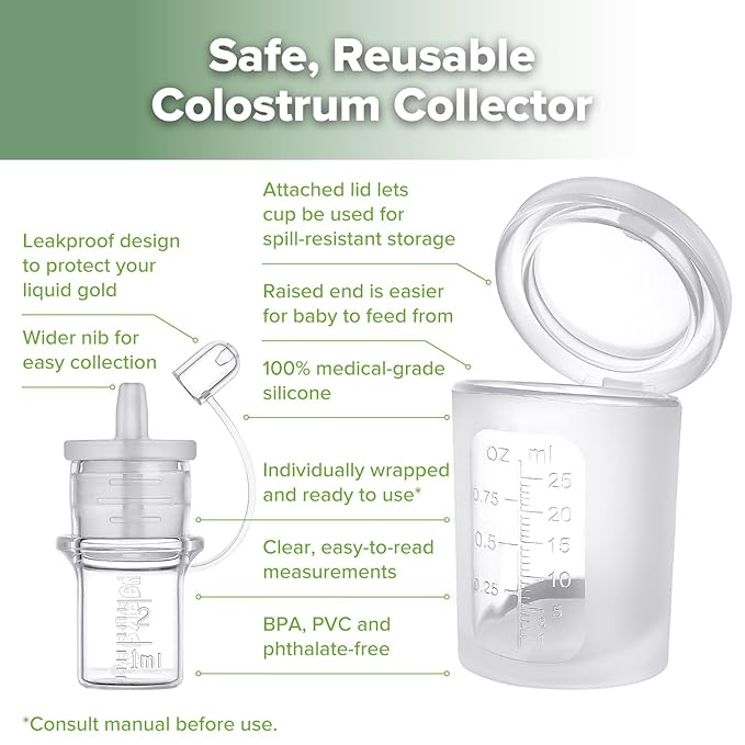 haakaa Colostrum Collectors 2ml/6pcs & Lidded Feeding Cup 25ml/1pc Set - Image 4