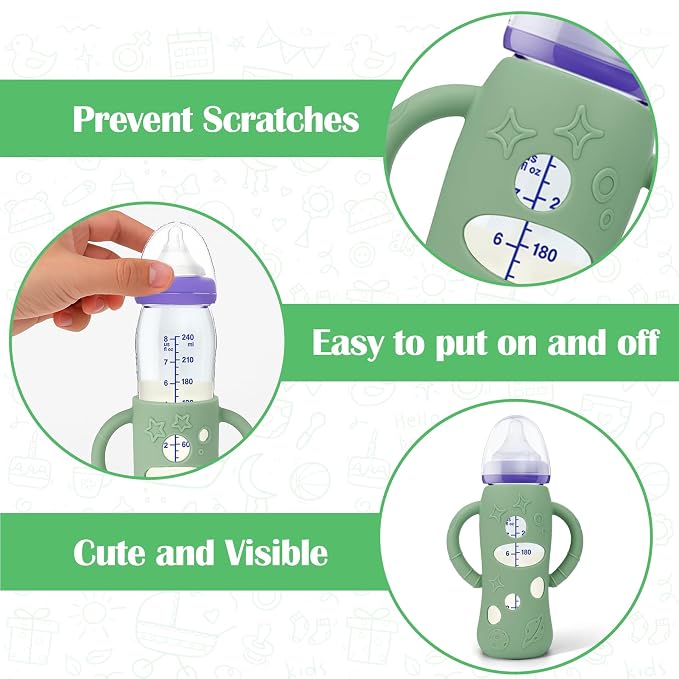 BUSOHA 3 Pack Silicone Sleeves for Lansinoh Glass Baby Bottles - Image 6