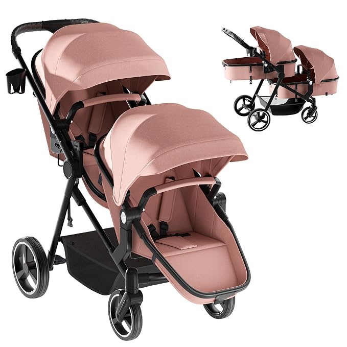 MU Double Stroller, Foldable Twin Tandem Stroller by MU