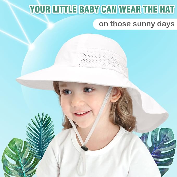 XIAOHAWANG Girls Sun Hat Baby Beach Hats Boys UPF 50+ Kids Summer Protection - Image 2