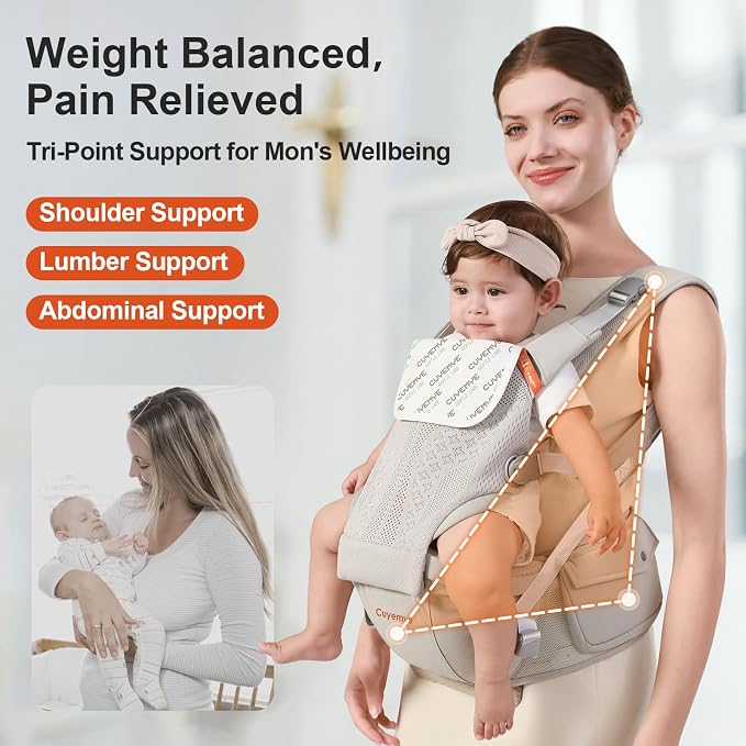 Baby Carrier with Hip Seat, 2-in-1 Forward-Facing Carry - Image 2