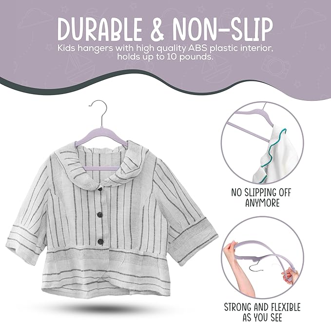 50 Premium Kids Velvet Hangers - Image 8