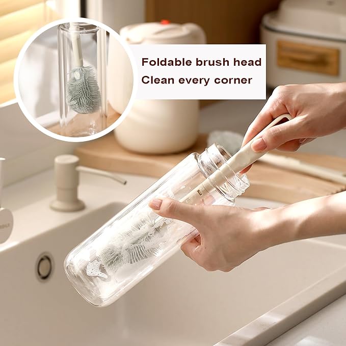 Bottle Brush Set Baby Bottle Cleaner Kit wtih Silicone Brush Nipples Brush - Image 3