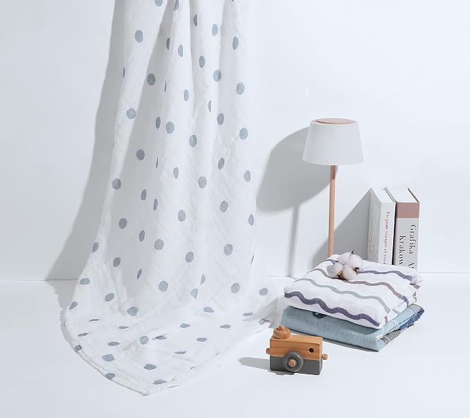 Muslin Baby Quilt 100% Cotton Newborn Blanket 47" X 47" 2 Layers Muslin Swaddle - Image 6