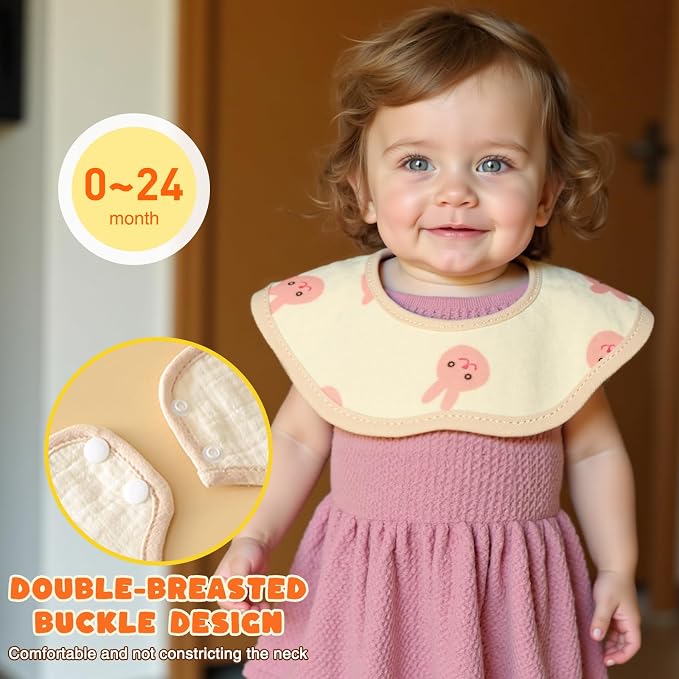 EllieHouse Baby Bibs for Girls Boys 8 Pack Muslin Drool Teeth Drooling Teething - Image 4